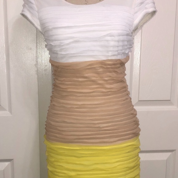 BEBE Peyton Striped Tri-Color DRESS - Picture 6 of 7
